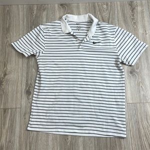Nike white and black striped golf polo shirt size Medium